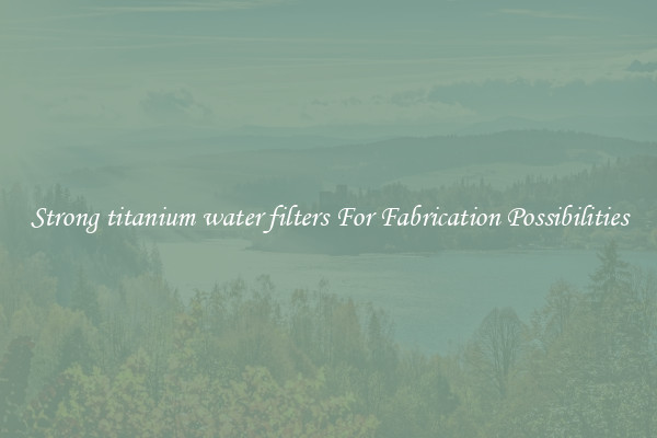 Strong titanium water filters For Fabrication Possibilities