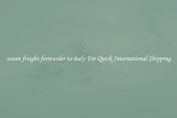 ocean freight forwarder to italy For Quick International Shipping