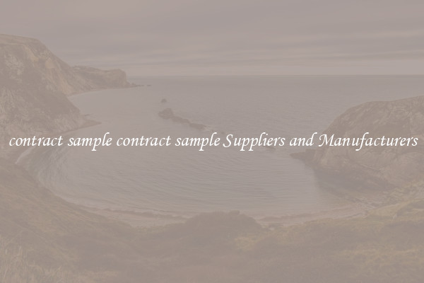 contract sample contract sample Suppliers and Manufacturers